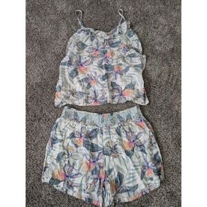 Isaac Mizrahi Sleepwear Womens Medium Tropical Floral Cami and Shorts Pajama Set